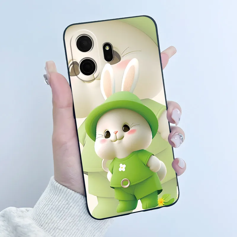Luxury Cute Love Rabbit Soft Black TPU Silicone Phone Case Back Cover