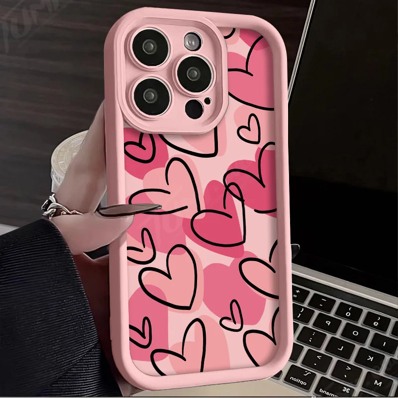 New Silicone Case - Cute Pink Love Heart Design