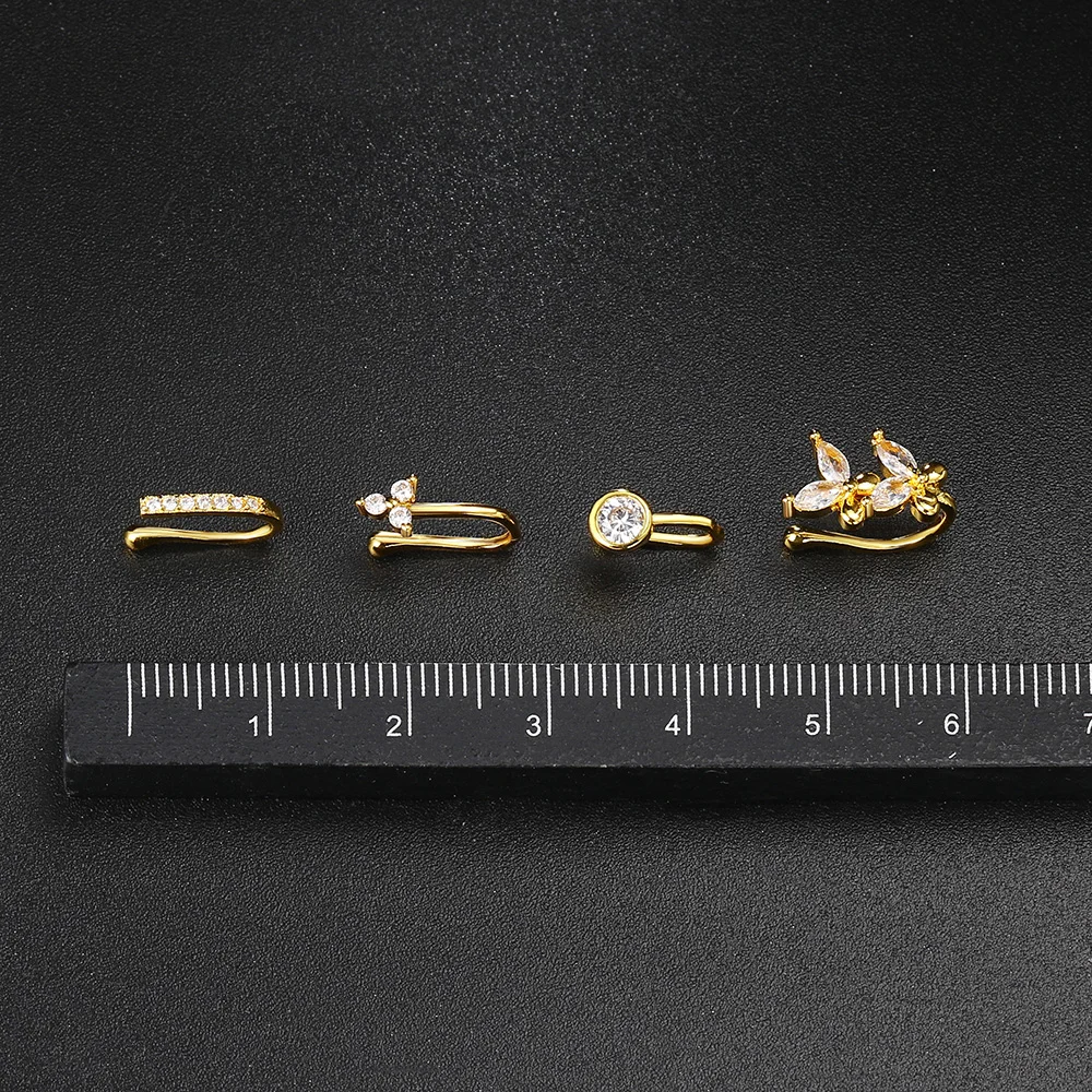Piercing Jewelry Fake Piercing Clip Nose Ring Cuff Body Jewelry for Women New Trend 1PCS Ear Cuffs Heart Star Flowers Butterfly Clip Rings KAE197