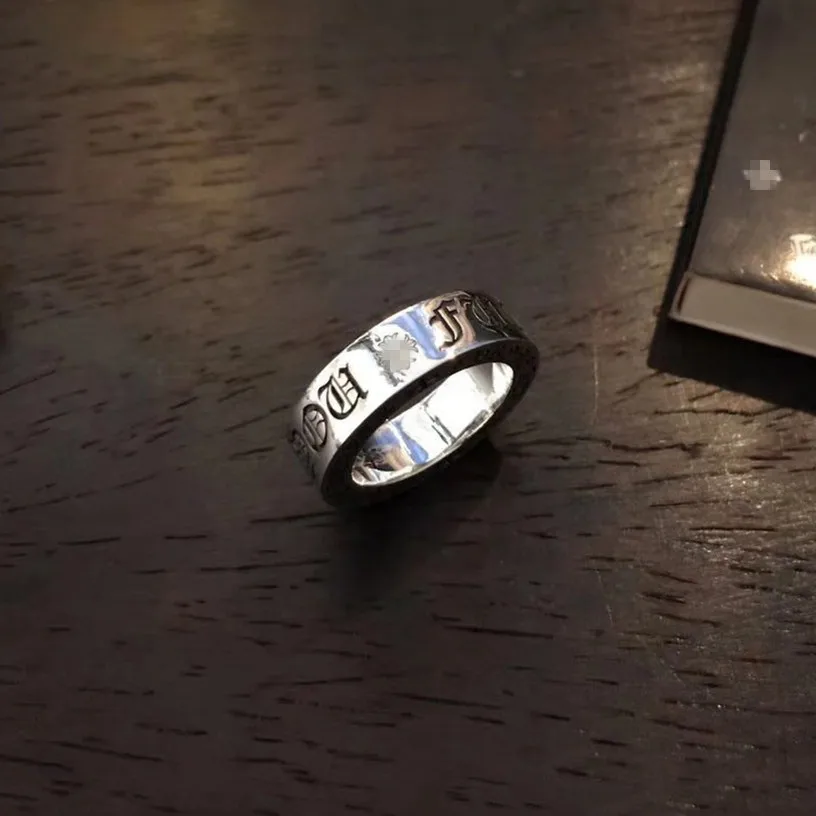 

Thai Silver 925 Sterling Silver Letter Cross Hip Hop FK Vintage Punk Personalized Party Men's and Women's Fashion Ring Gift