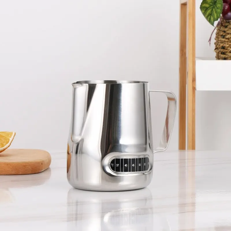 Metal Stainless Steel Measurements Thermometer Coffee Barista Milk Jug Temperatures milk frother jug milk frothing jug measuring cup