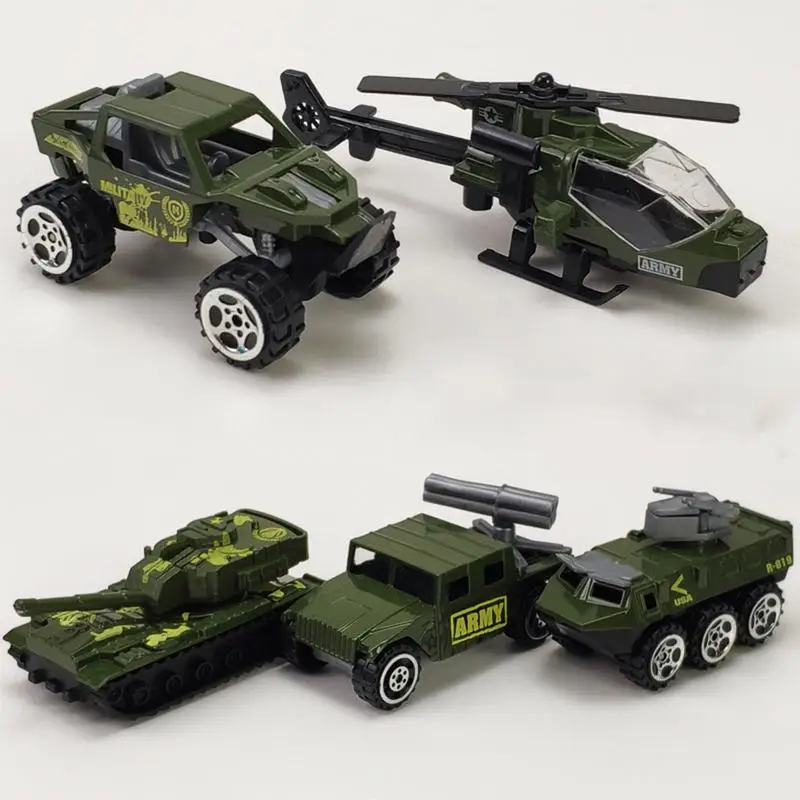 Simulation Military Model Mini Toy Cars Armored Vehicle Helicopter Tank Alloy Metal Car Model Toys STEM Pull Back Toys For Kids