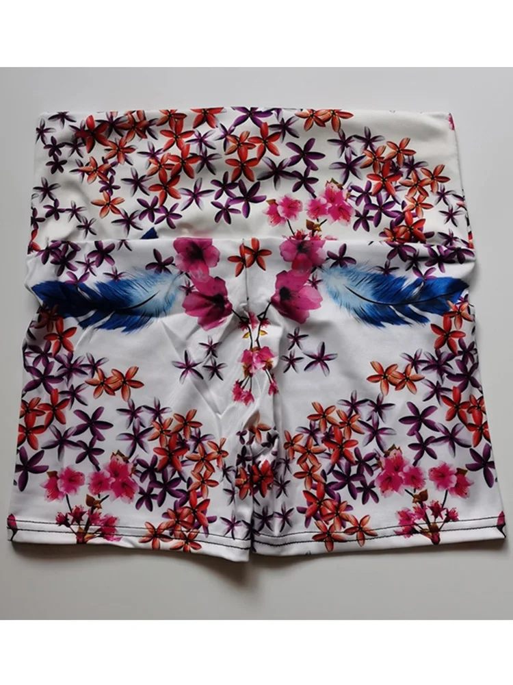 Floral Printing Yoga Women Shorts Summer Workout High Waist Quick Dry Elastic Gym Tights Female Push Up Butt Drop Ship