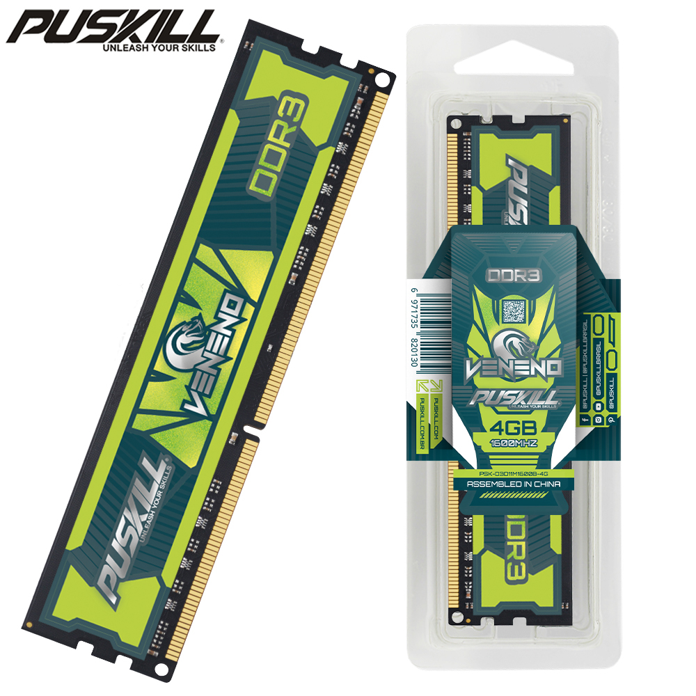 PUSKILL Veneno DDR3 Memoria RAM 8GB 4GB 1.5V 1600MHz 1333MHz 240-PIN MemÃ³ria Desktop Udimm DIMM Memory