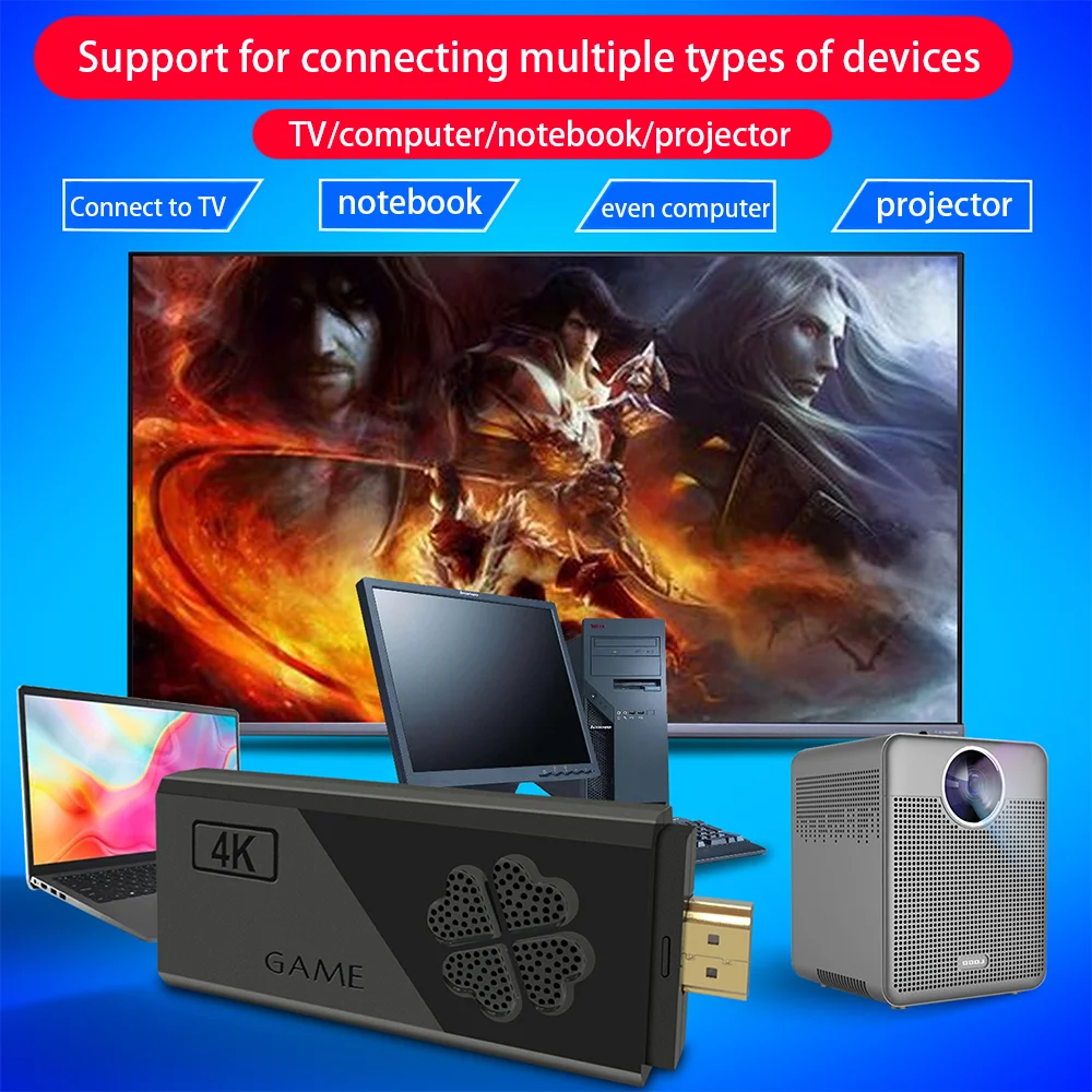 Video Game consoles M8 4K Buitl-in 10000 Retro games with dual wireless controller For PS1 GBA PSP FC Classic Video Game Stick