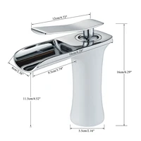 ก๊อกน้ำอ่างล้างหน้าแบบน้ำตก สีขาว ติดตั้งบนเคาน์เตอร์ ทำจากทองเหลือง ก๊อกน้ำแบบก้านโยกเดี่ยว น้ำร้อนน้ำเย็น 5