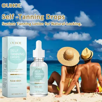 Gocce autobloccanti Abbronzanti Siero abbronzante finto Schiume per interni Acceleratore abbronzante scuro Scottature Riparazione della pelle Gocce abbronzanti senza sole 30ml 1