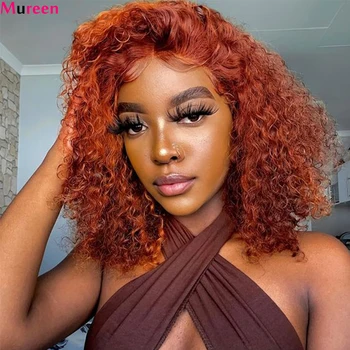 Ginger Orange Bob Wig Deep Wave Lace Front Wig Human Hair Water Wave 13x4 Pre Plucked HD Lace Front Human Hair Wigs For Women
