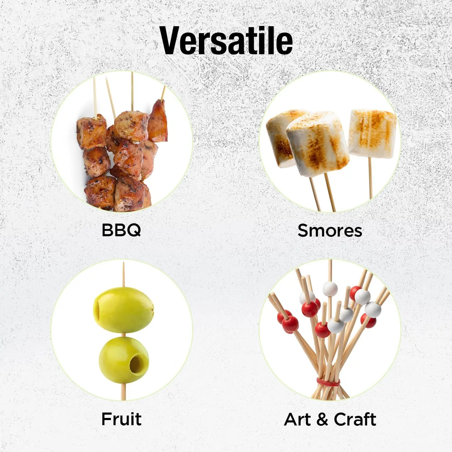 Skewers for BBQ. Appetizer, Kebab, Fruit, Cocktail for Drinks. More Size Available (6"/8"/10"/12"/14"/16") 100 Pack (6 Inch)