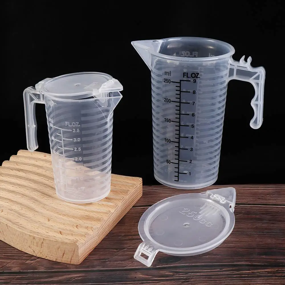 100ml/250ml/500ml/1000ml Measuring Cup With Lid Plastic Transparent Graduated Liquid Container Water Jug Kitchen Tool