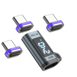 High - Speed 240W Magnetic USB - C Adapter with Digital Display (Adapter USB - C 3PCS)