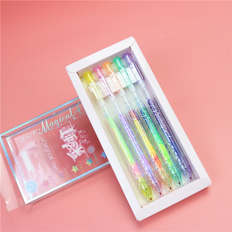 Five-color Rainbow Gel Pen Gradient color student notes drawing