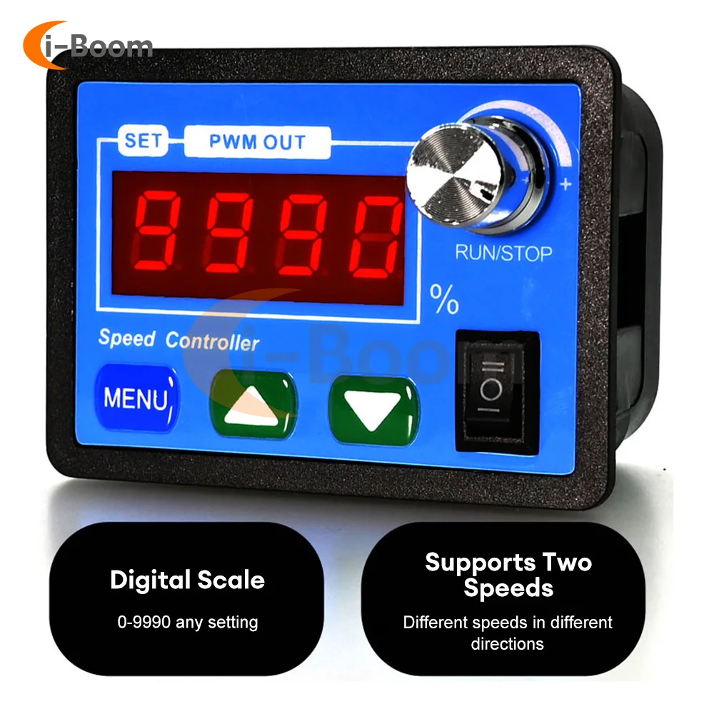 

DC6V~55V PWM Motor Driver Motor Speed Controller Pushbutton Knob Control with Switch LED Digital Display Motor Governor