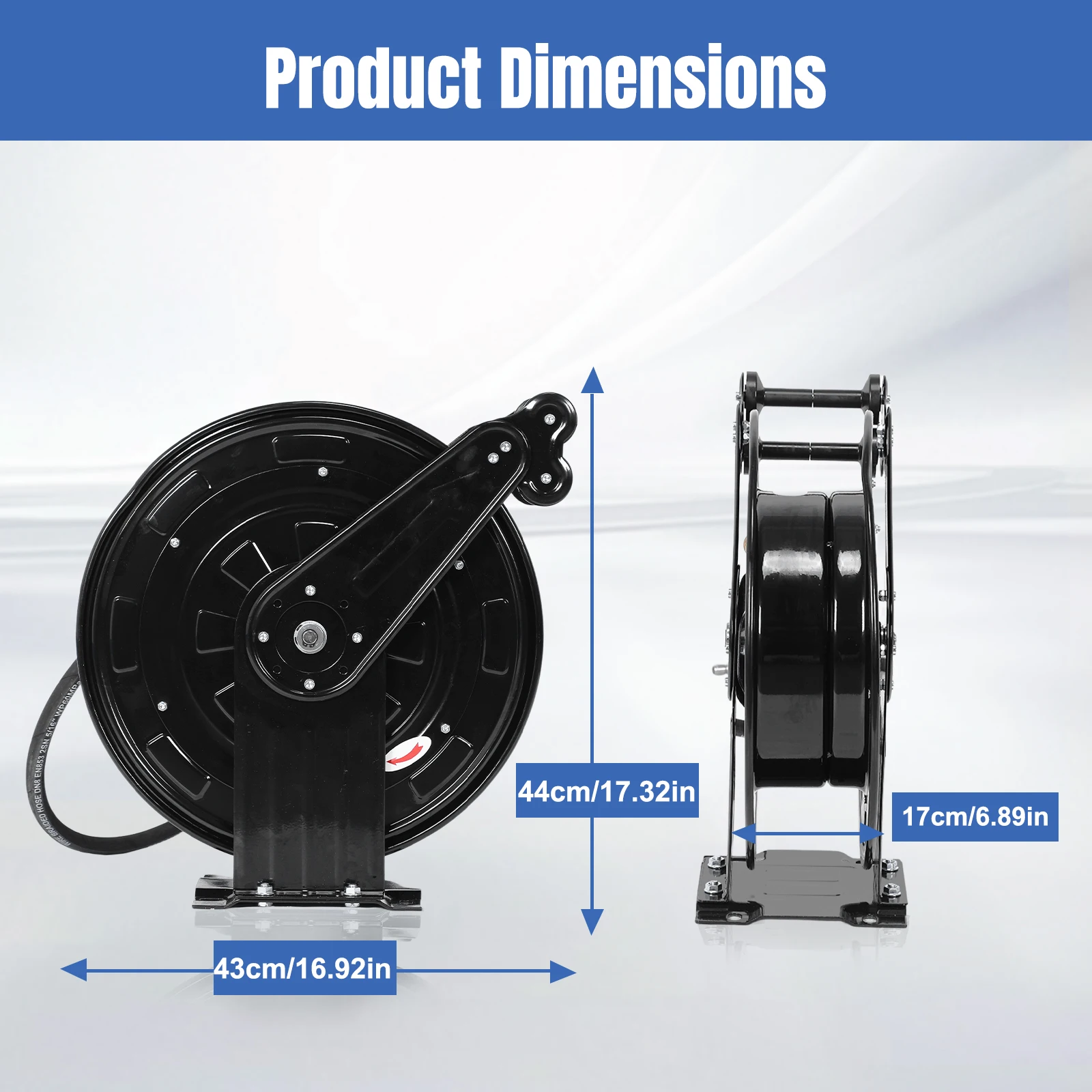 Pressure Washer Hose Reel Retractable Pressure Washer Reel Auto Rewind Power Washer Hose Reel for Water/Air/Oil 4000 PSI