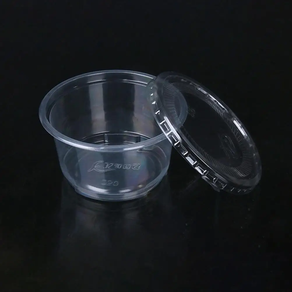 50 Pcs Disposable Pudding Cup Package Bowl Dessert Ice Cream Plastic Bowls Cake with Lid Container Cups