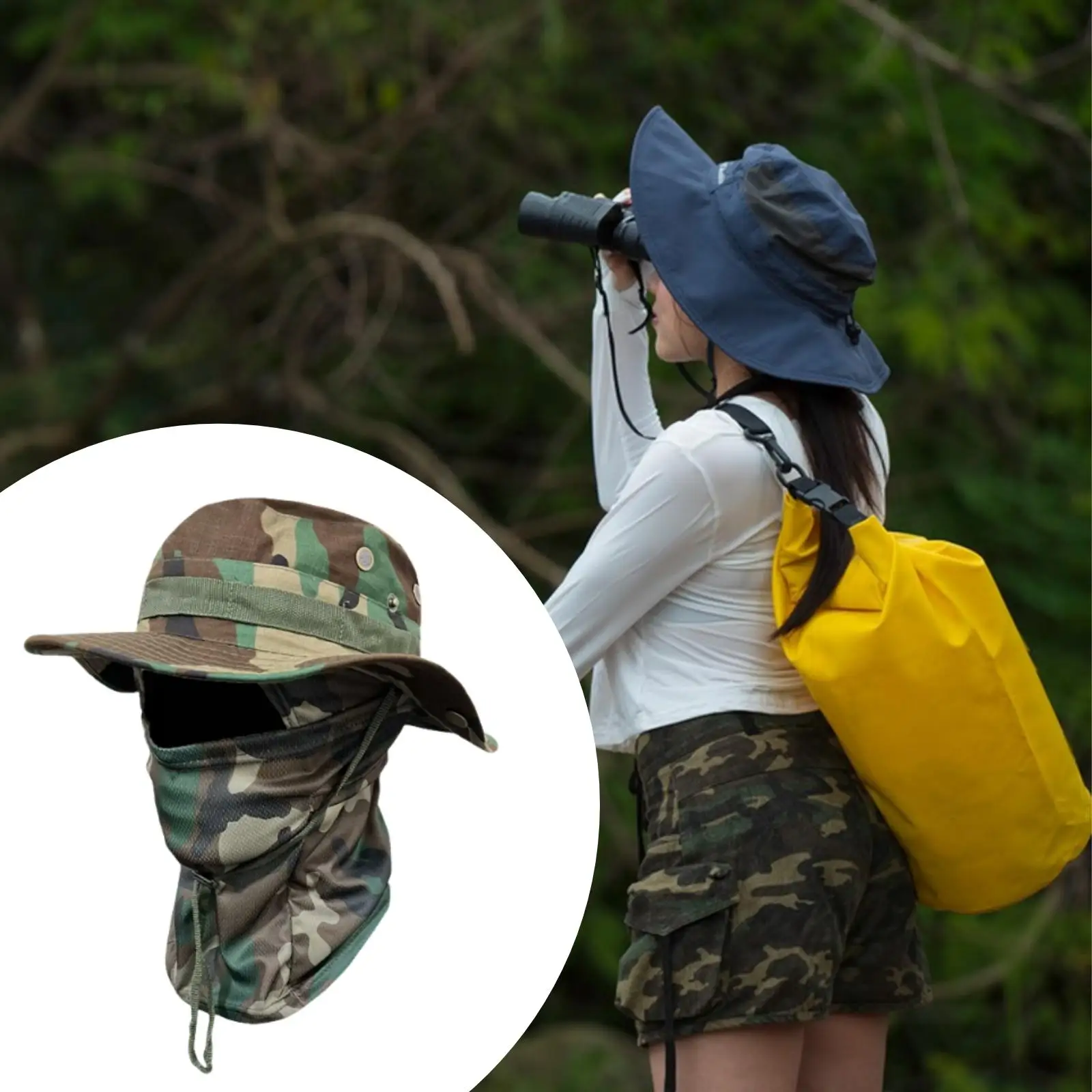 남성용 통기성 여름 햇빛 가리개 목덮개가 있는 가드 버킷햇, 아웃도어 하이킹 스포츠용