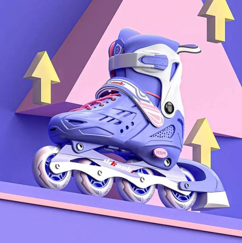 Boys Girls Inline Roller Skates For Women Men Outdoor Skating Sneakers Adult Kids Beginner Adjustable Size 4 Wheels Skate Shoes