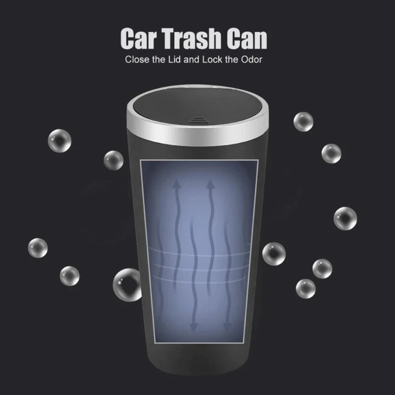 Universal Car Cup Holder Trash Bin Can Organizer with Lid Cover Vehicle Dustbin Waste Rubbish Basket Waterproof Storage Box