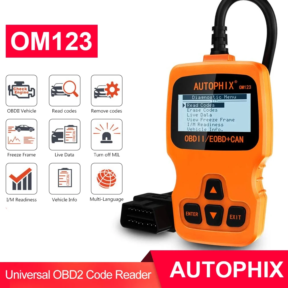 D'autophix Om123 Obd2 Scanner Obd 2 Voiture Outil De Diagnostic Automobile Scanner Odb Lecteur