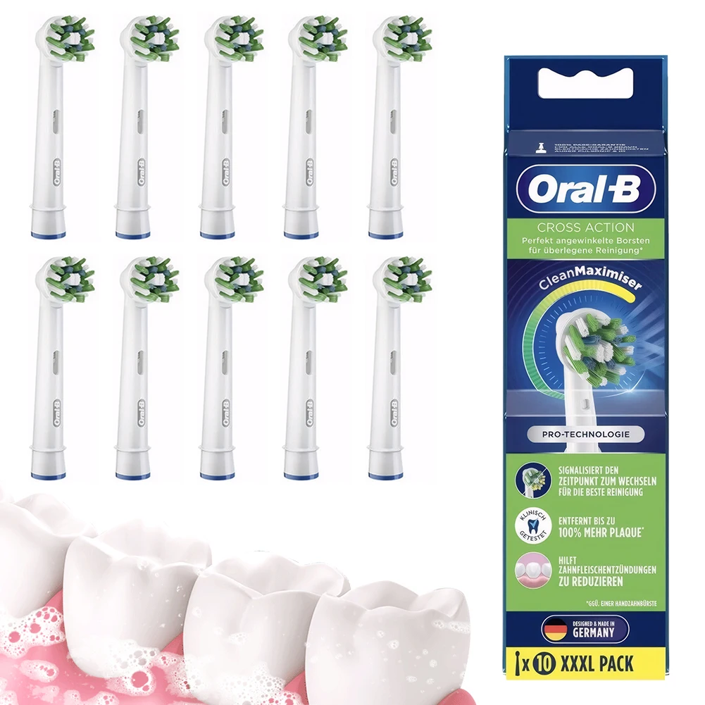 Electric Toothbrush Heads Clean Maximiser Replacement Electric 10 Pack For Oral-B Cross Action