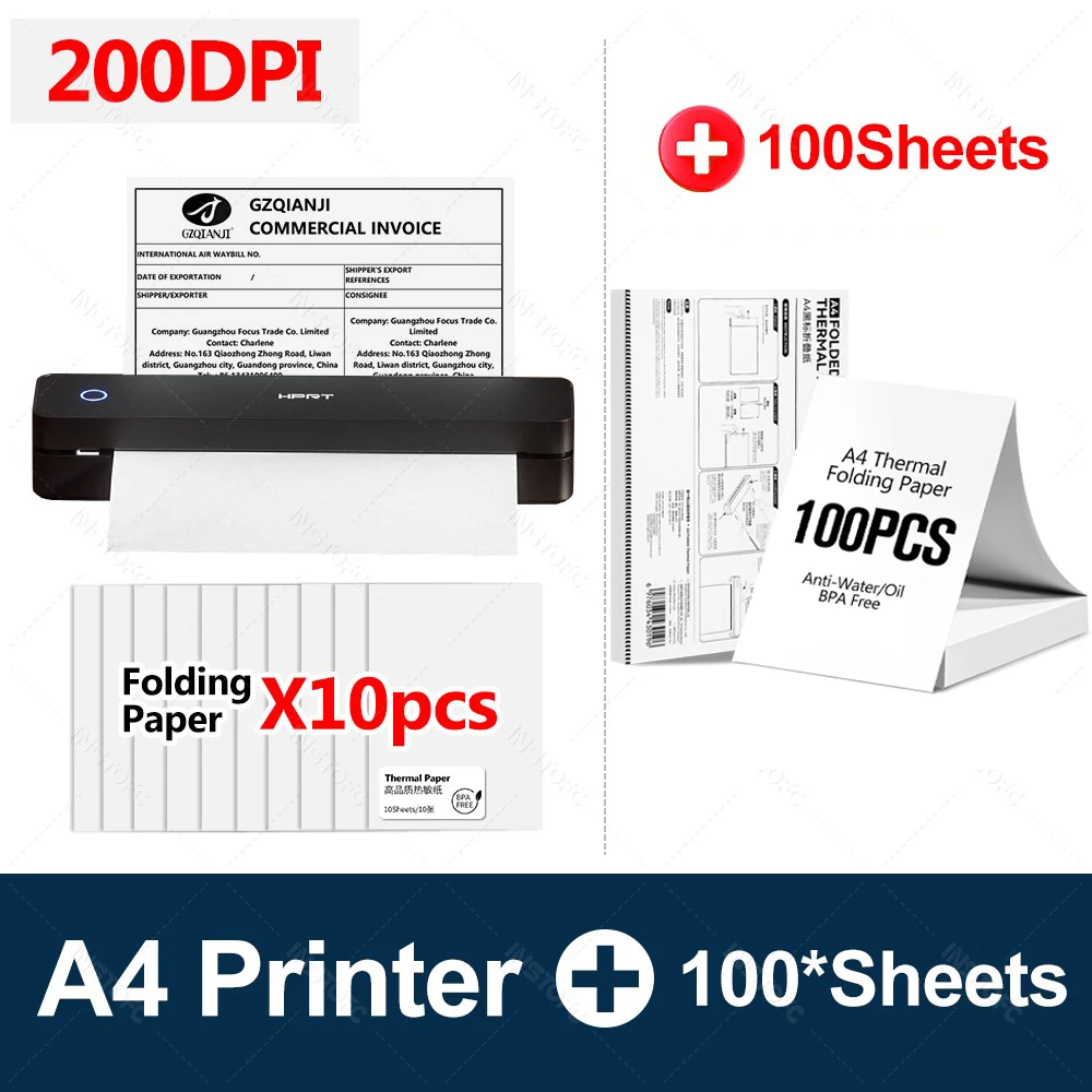 HPRT MT610-Pro A4 Portable Thermal Printer Bluetooth USB 300DPI Mobile