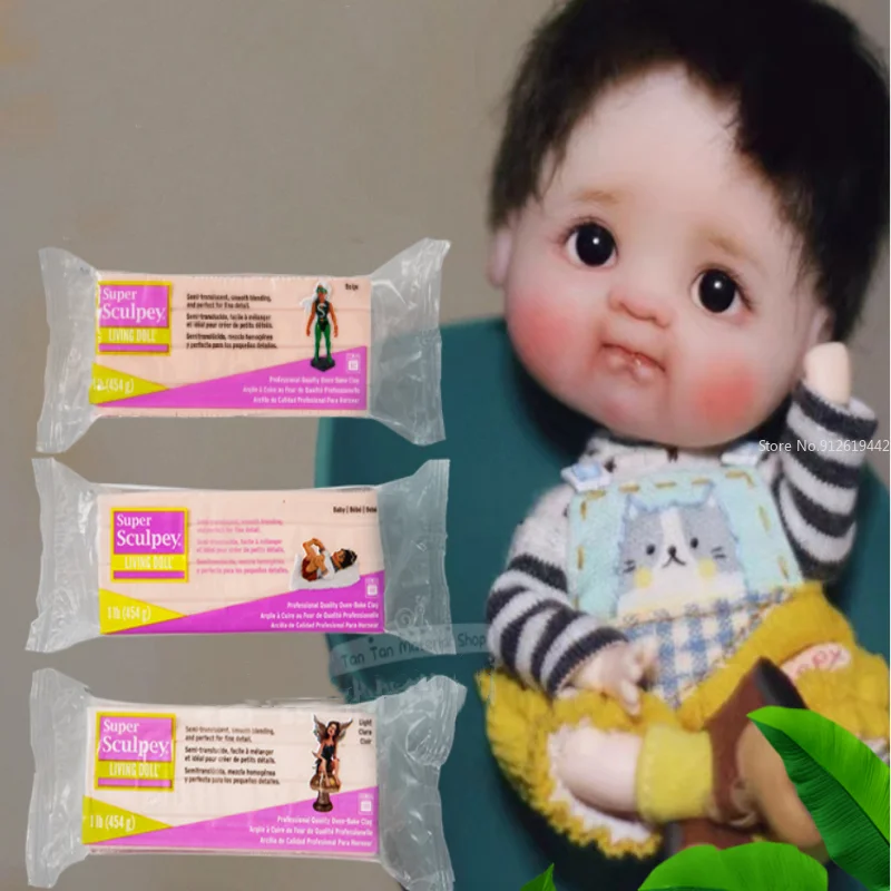 SUPER SCULPEY - LIVING DOLL - Polymer Clay - 454g Light Beige Skin