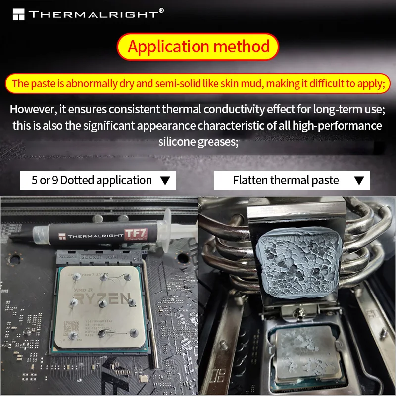 Thermalright TF7 컴퓨터 노트북 CPU 열 방출용 열전도제 12.8W/m.k 2g 비전도성 냉각 실리콘 그리스