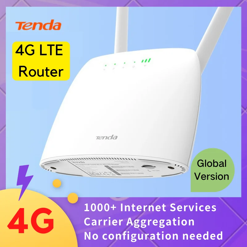 Tenda 4G Router Sim Card Ac1200 Router Wireless Hotspot 64 Utenti 150Mbps Beamforming 4G Wifi Router Cat4 Carrier Aggregazione