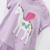 Jumping Meters 2-7T New Arrival Unicorn Embroidery Hot Selling Cotton Summer Girls Tshirts Baby Clothes Children's Tees Tops 4
