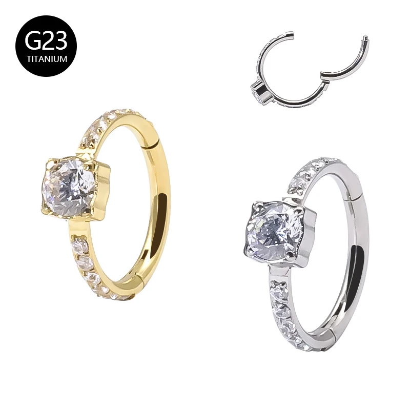 

G23 Titanium Ear Rings For Women Nose Earrings With Zircon Tragus Helix Daith Conch Piercing Cartilage Ear Hoop Nose Jewelry 16G