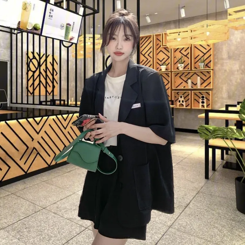 Korean Version Elegant Short Sleeved Women's Suit Set 2024 Spring/summer New Fashionable Suit Two-piece Set Trend