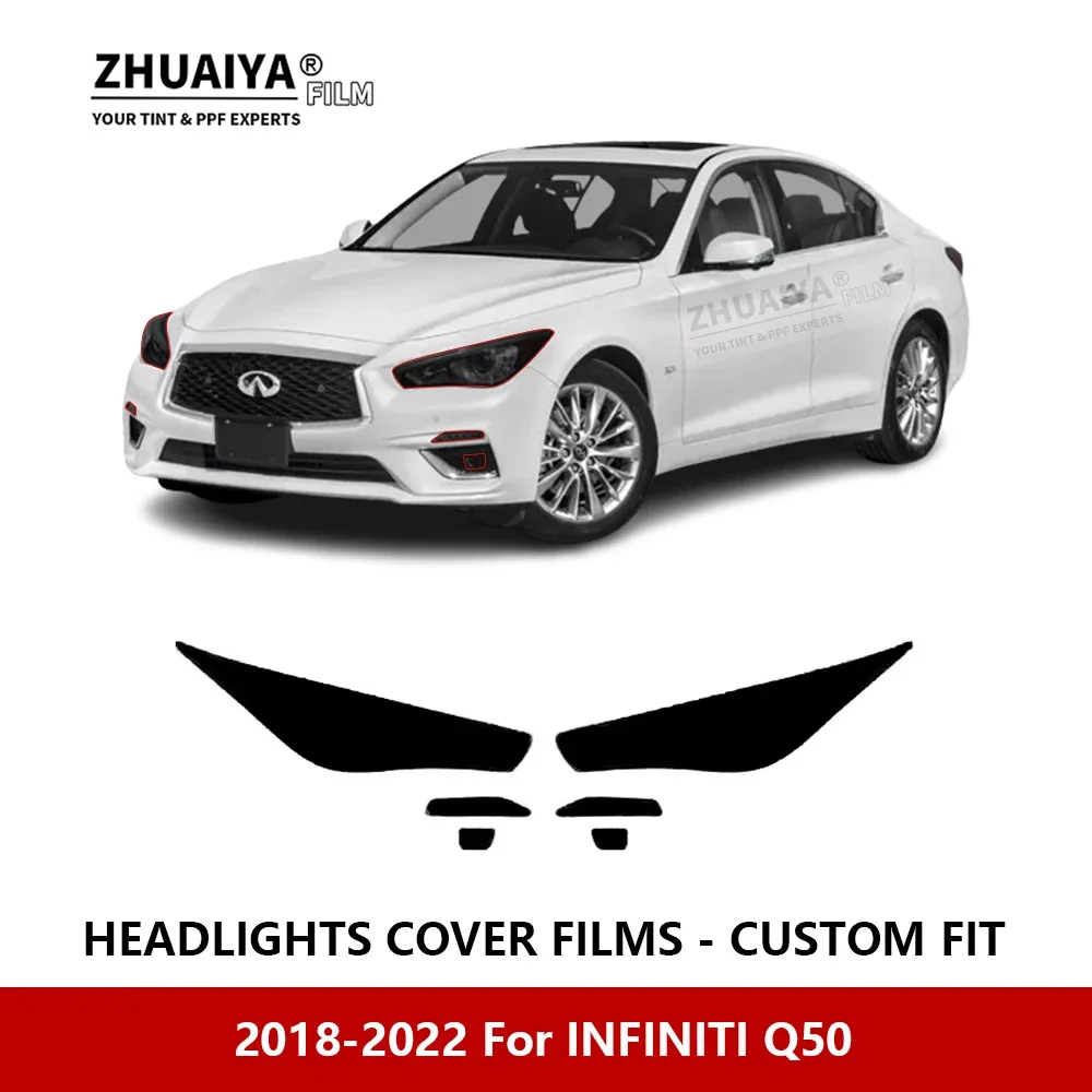 

Для INFINITI Q50 2018-2022 Автомобильная внешняя фара с защитой от царапин PPF предварительно отрезанная Защитная пленка для ремонта автомобильные наклейки аксессуары
