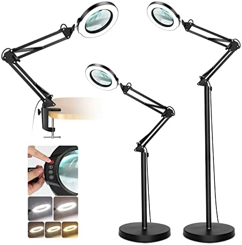 Magnifying Glass with Light and Stand, Krstlv LED 5 Color Modes