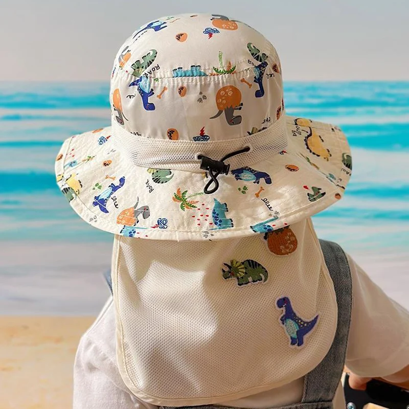 

Cartoon Baby Summer Hat Neck Protection Kids Sun Hats for Girls Boys Beach Children Panama Cap Toddler Infant Fisherman Hat