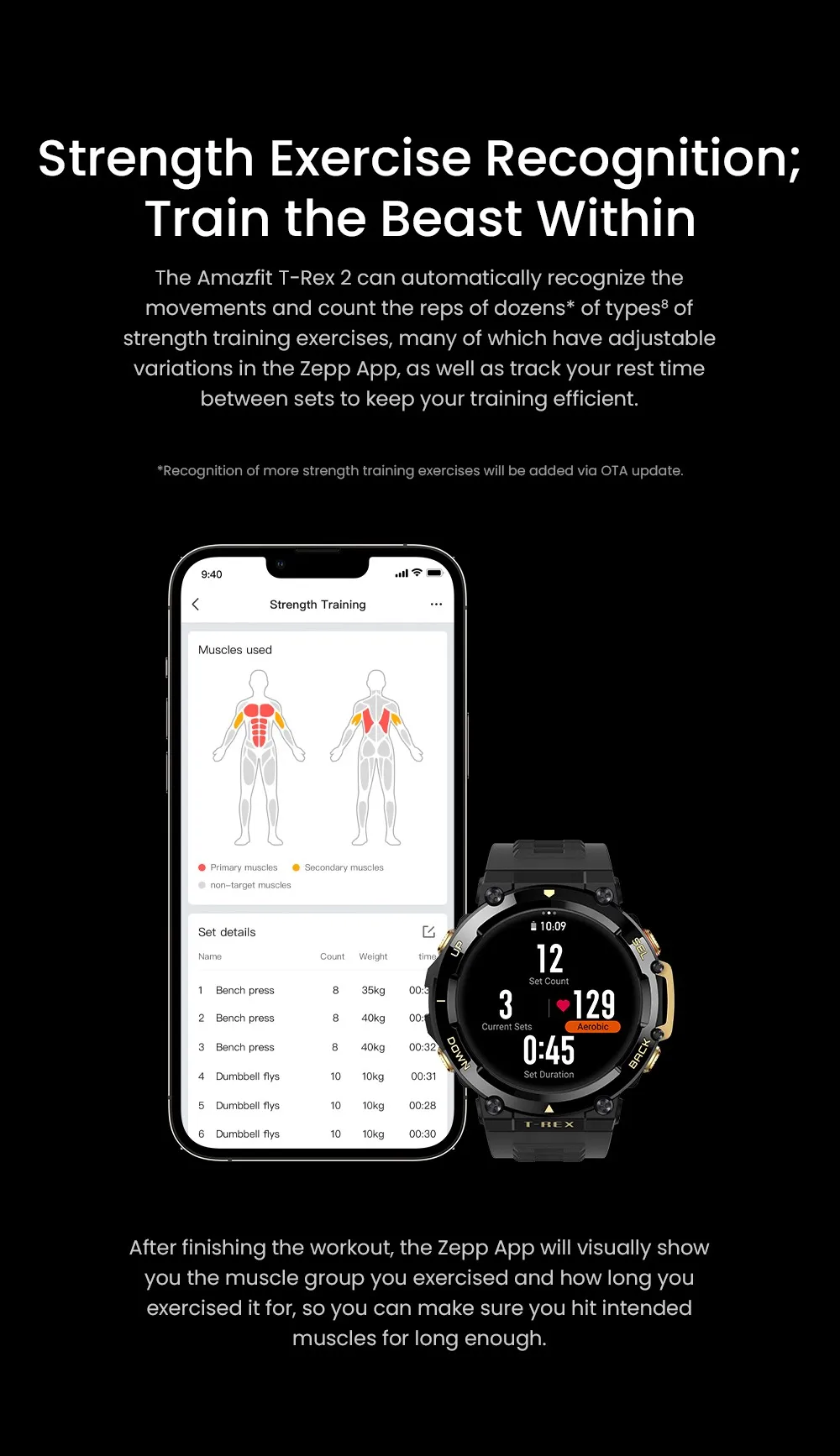 Amazfit – montre connectée T Rex 2 pour Android et iOS, bracelet d'activités sportives, robuste, avec GPS, autonomie de la batterie de 24 jours, 150 Modes de sport intégrés, nouveau