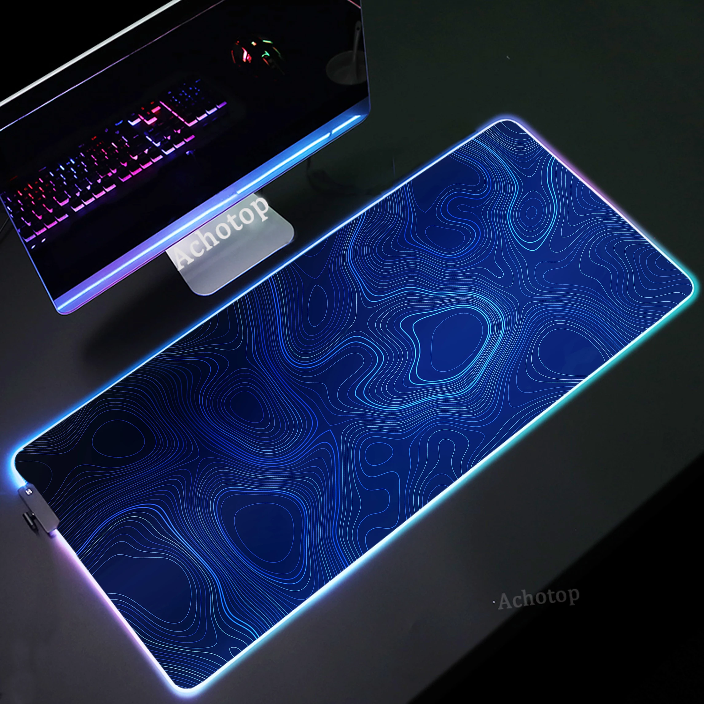 

Computer RGB Mousepad Lines Art Mouse Pad XXL Colorful Luminous Mousemat LED Backlit Desktop Carpet Keyboard Pads Big Mouse Mat