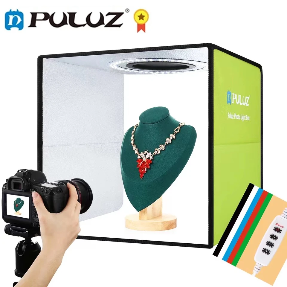 PULUZ Mini Photo Studio Light Box Folding Photography Lightbox Photo Shooting Tent Box Kit 6 Colors Backdrop Photo Softbox