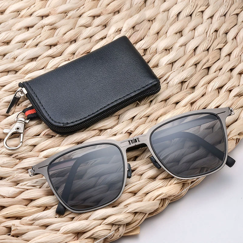 Riwissipa Folding Polarized Sunglasses - Spring Hinge, Portable Case, Unisex