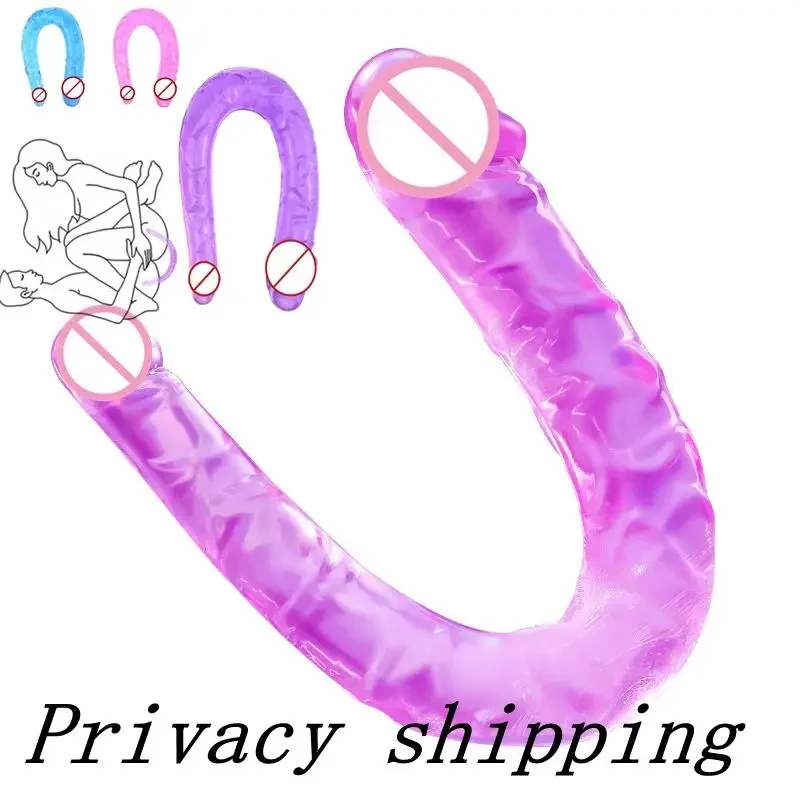 Adult Supplies Sex Toy Double Ended Realistic Dildo Flexible Jelly Dildos Penis Cock Anal Butt Plug Massager g-spot Stimulation 1