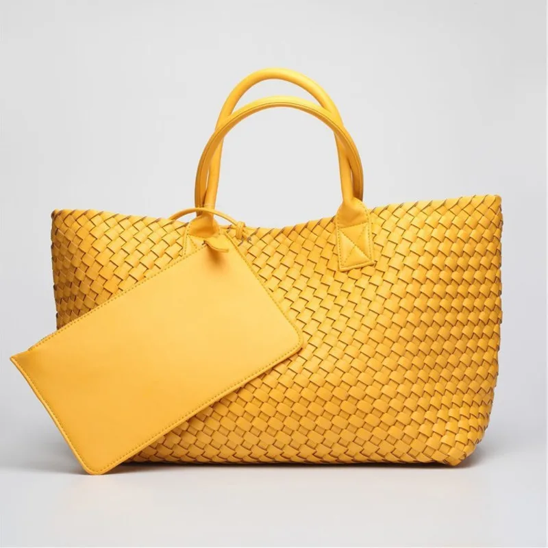 Woven Tote Bag For Women Large Capacity Bag For Women 2023 Designer Luxury Soft Plaid Purse And Handbag Top Quality Shoulder Bag