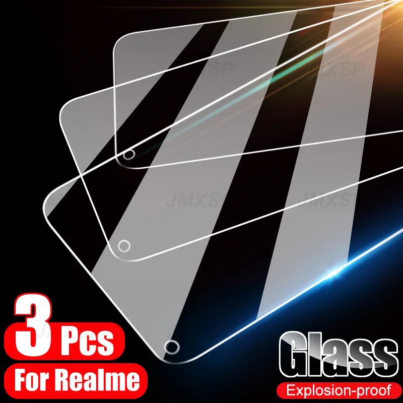 

3Pcs Tempered Glass on For Realme 9 8 Pro 9i 8S 8i Protective Glass For Realme 7 6 5 Pro 7i 6i 5i 5S Glass Screen Protector Full