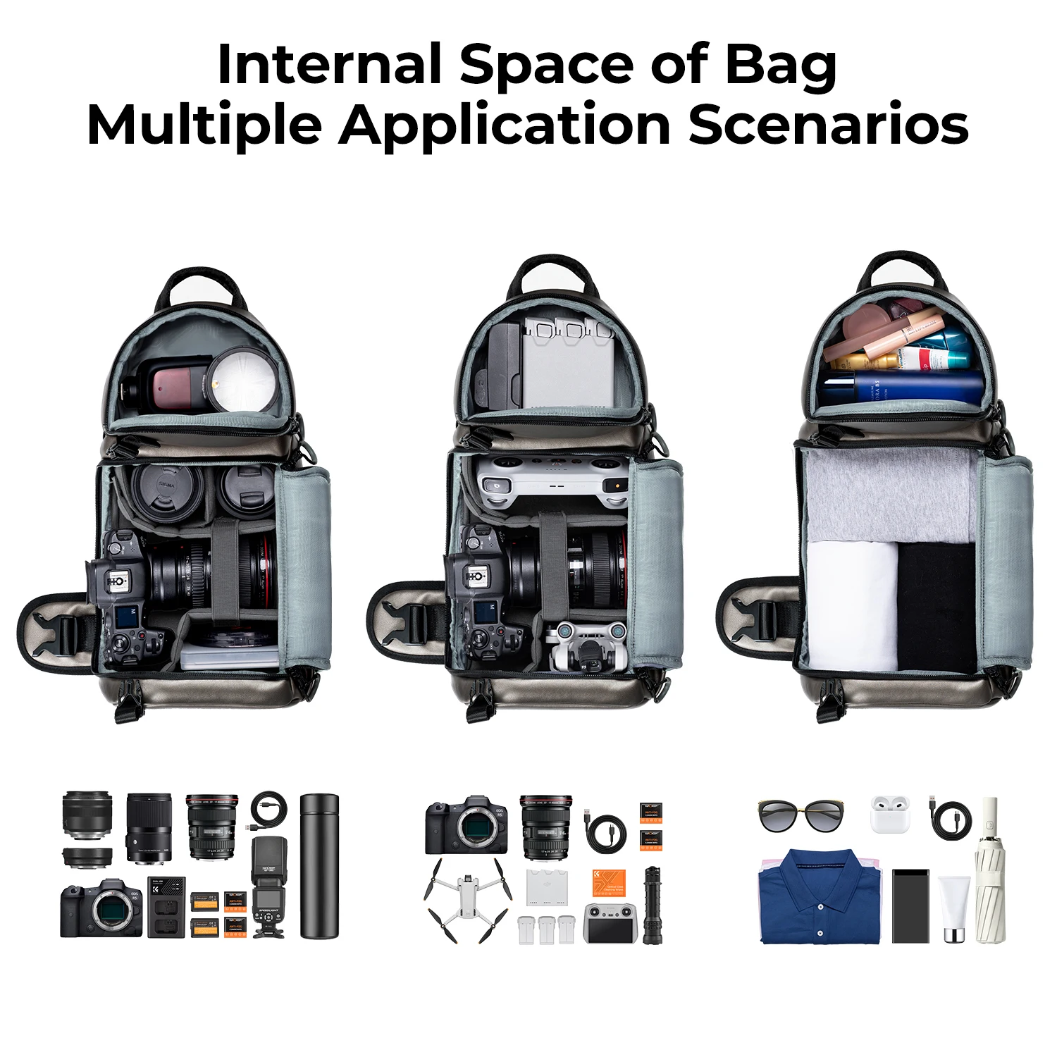K & F 컨셉 카메라 슬링 백, 크로스 바디 백, 방수 카메라 숄더 배낭, DSLR/SLR 카메라 케이스, 사진 가방