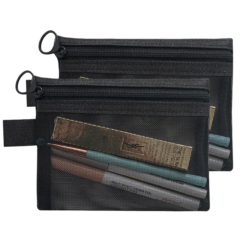 Mesh Clear Cosmetic Bags 1/3pcs Small Large Black Makeup Bag Portable Travel Toiletry Organizer Case Lipstick Storage Pouch