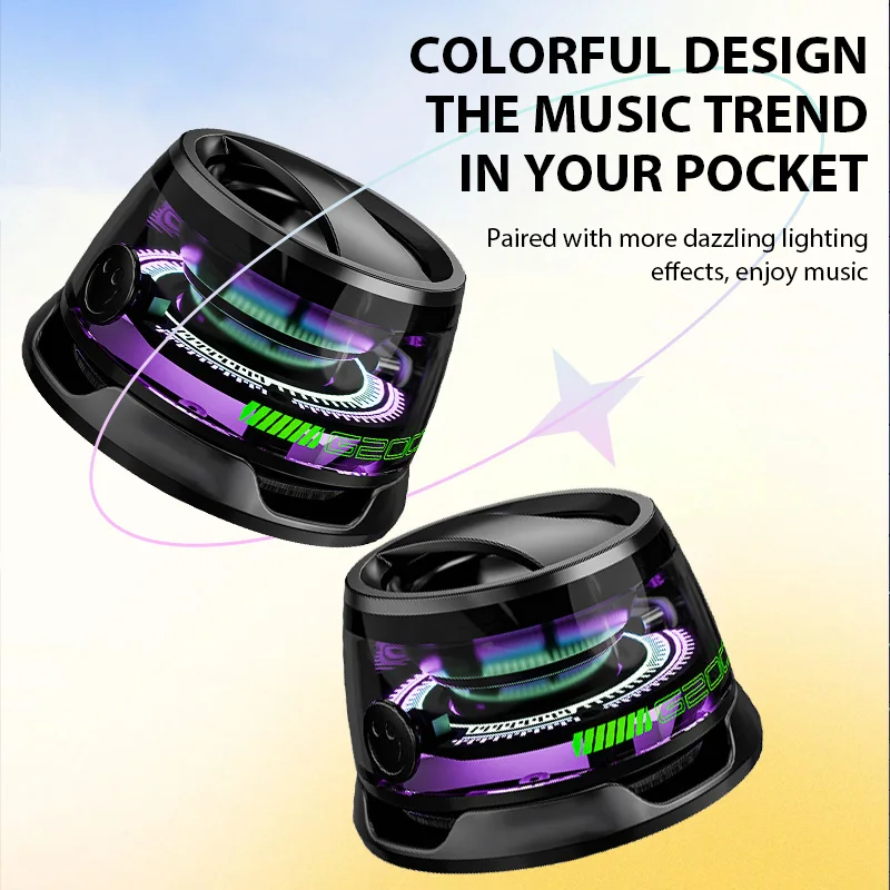 Outdoor Magnetic Bluetooth Speaker Wireless Portable Mini Travel Stereo Speaker with RGB Color Light and Phone Holder for Ios