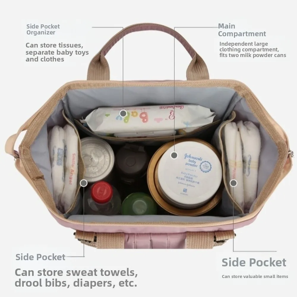 Portable Mommy Bag Large Capacity Multi-Functional Baby Diaper Backpack Lightweight Foldable Nappy Backpack Bag for Nursing