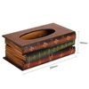 Book Shaped Vintage Tissue Box Cover Artistical Wooden Paper Extraction Box Creative Tissue Storage Case for Bedroom Bathroom 5