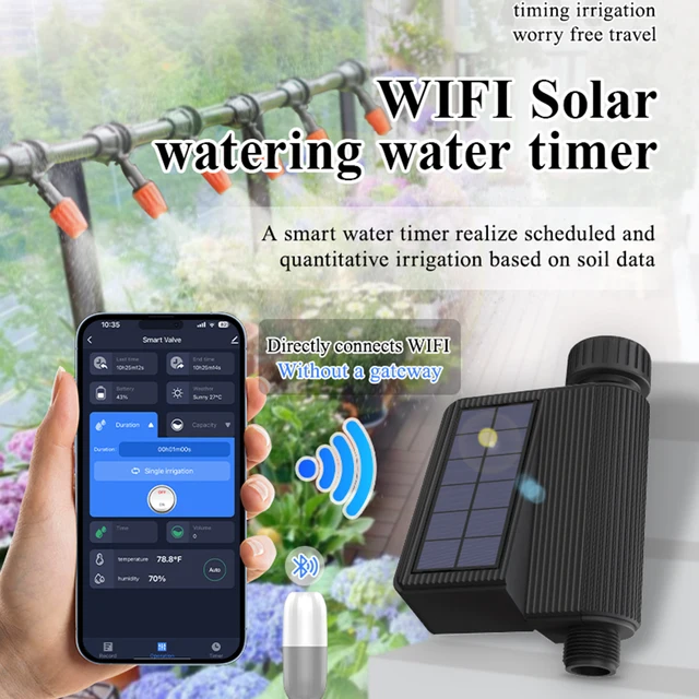 Tuya Smart Wifi Watering Timer Solar Energy Sprinkler Drip Irrigation System Built-in Water Flow Recorder Water Controller 2
