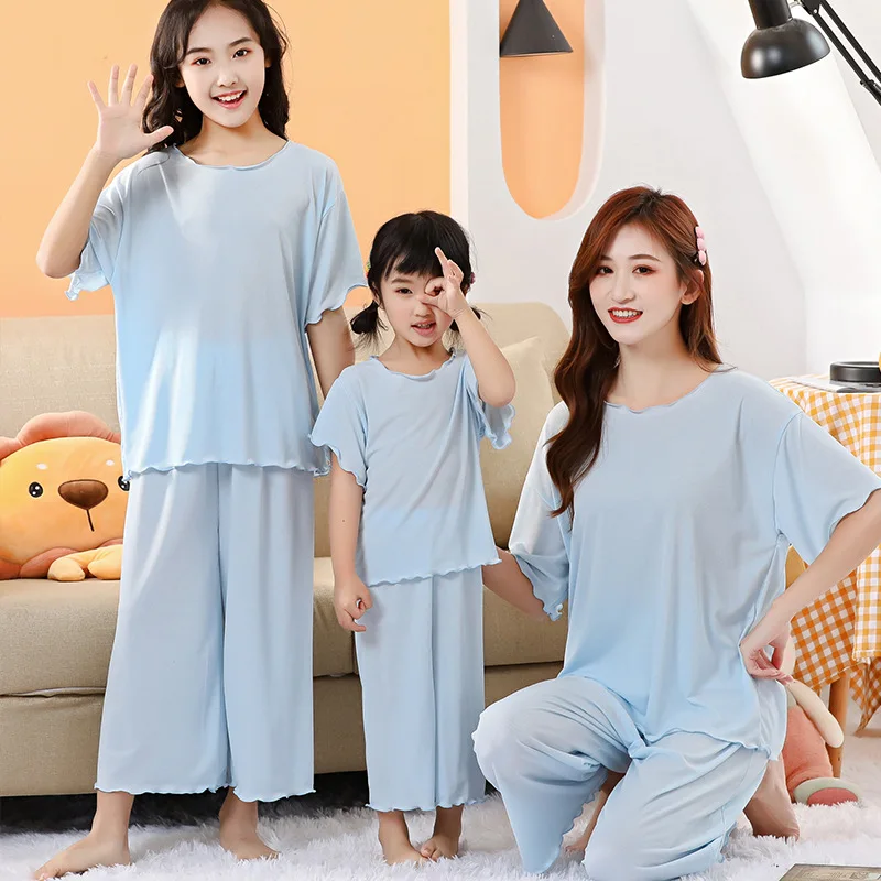 

Женские бриджи с коротким рукавом, модель весна-лето, костюм для родителей и детей, большие кондиционеры с рукавом до локтя для комнаты