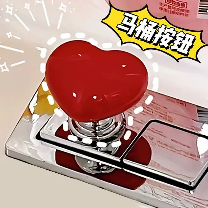 New Handle Toilet Press Button Heart Shaped Press Tank Push Switch Toilet Bathing Room Decor Water Flush Button Tools