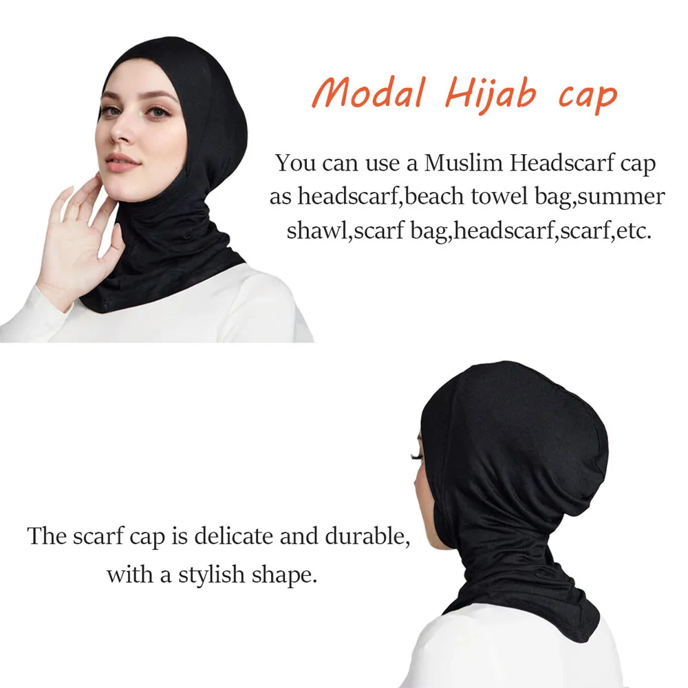 Plain hijab scarf Modal Hijab scarf Cap Muslim Underscarf Head cover Shawls for Women Solid Grey Pink Blue Purple White Khaki